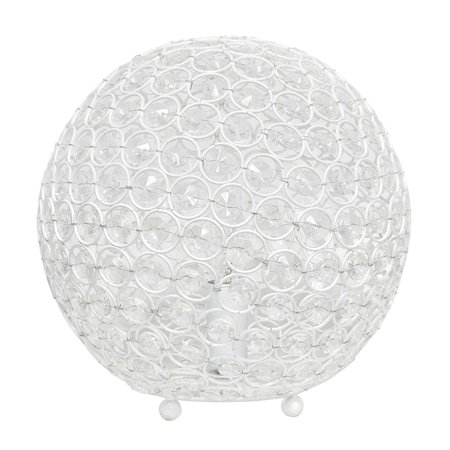 Elegant Designs 10 Inch Crystal Ball Sequin Table Lamp, White LT1067-WHT